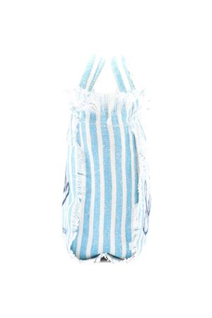 Borsa Vanity Mini in lino celeste con motivo a righe SAINT BARTH KIDS | VAMI00800398L